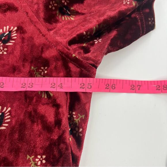 Natural Life Claire Velvet floral Mini Dress V-Neck Cranberry Floral Sz L - Picture 6 of 7